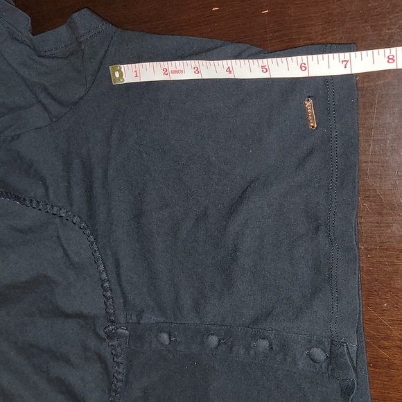 Cap Sleeve Cropped Black Savage X Fenty Stretch Button Down Top Size L - Picture 8 of 8